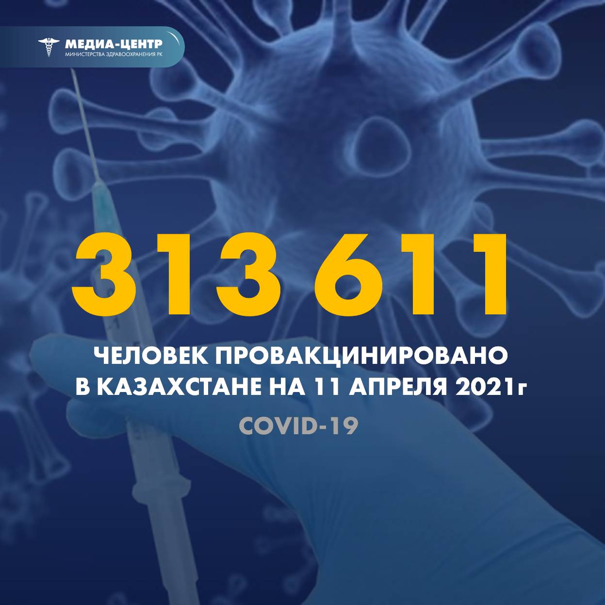 313 611 человек провакцинировано в Казахстане на 11 апреля 2021 г